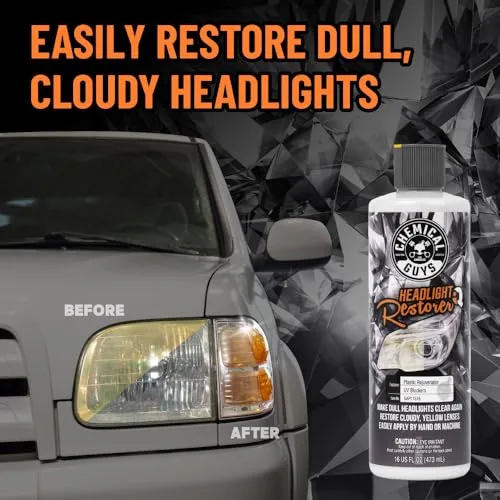 Before and after headlight clarity comparison