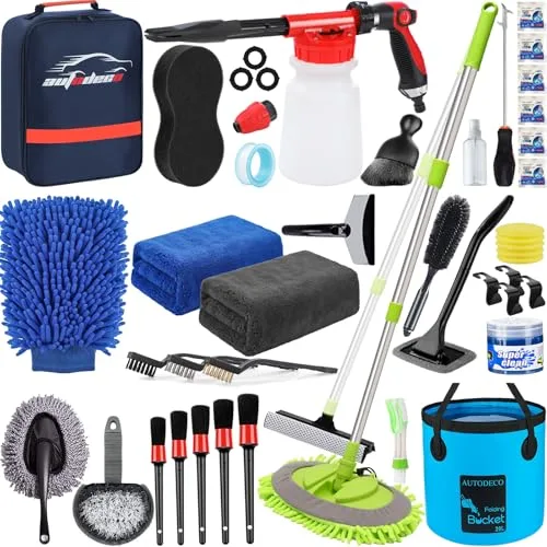 AUTODECO 42-Piece Car Wash & Detailing Kit with Foam Cannon Gun