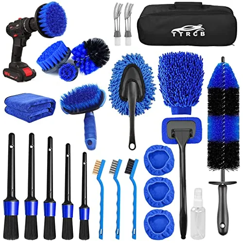 TTRCB 26-Piece Car Detailing Brush Set with Drill Attachments