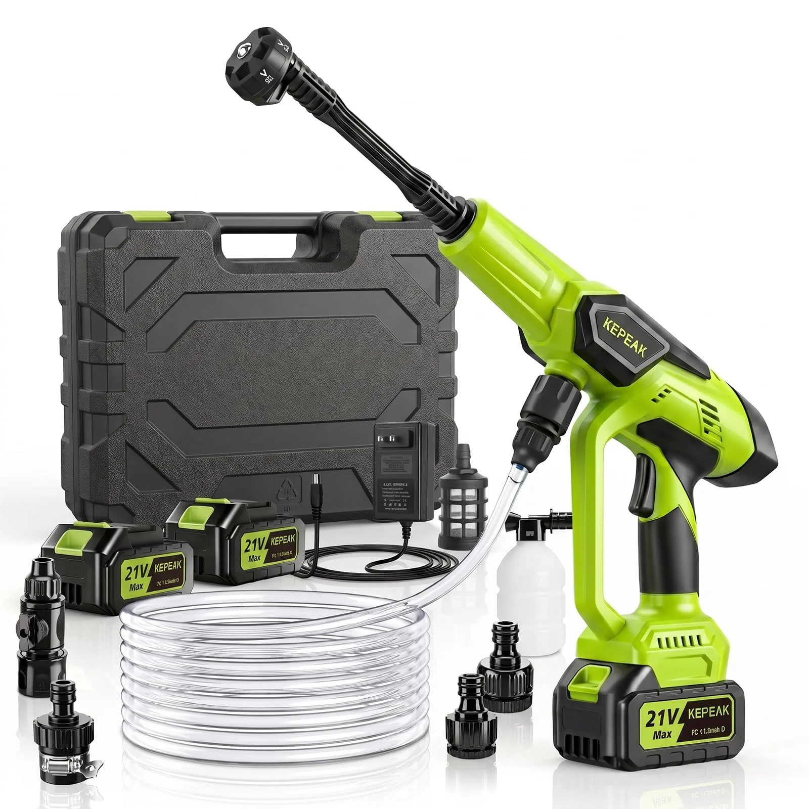 KEEPEAK Cordless Pressure Washer, 1450 PSI, 2x 4.0Ah Batteries