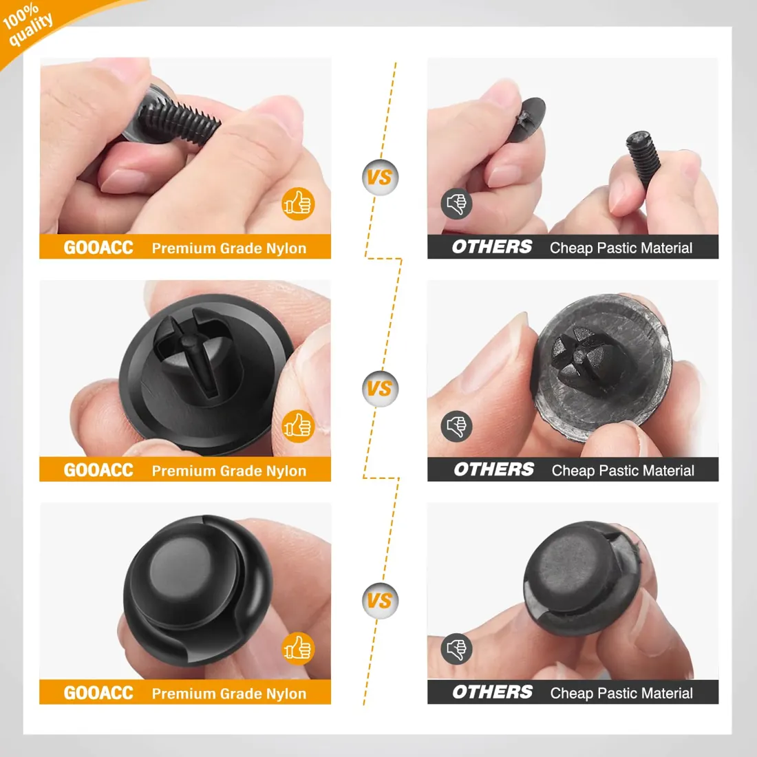 The 12-compartment storage case with the size guide printed on the lid