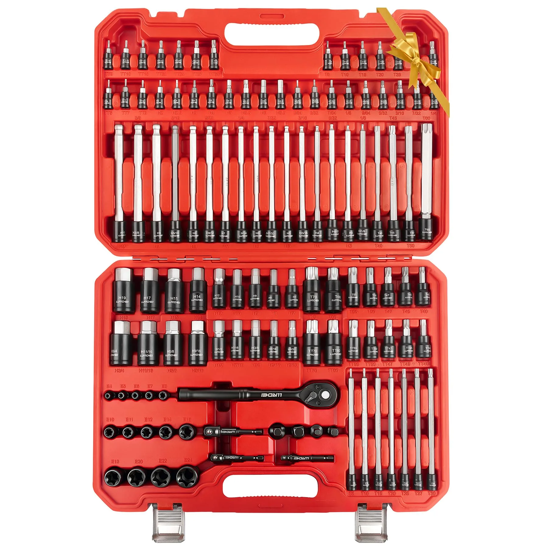 LLNDEI 115-Piece Torx & Allen Socket Set, Extra Long & Tamper-Proof, SAE/Metric