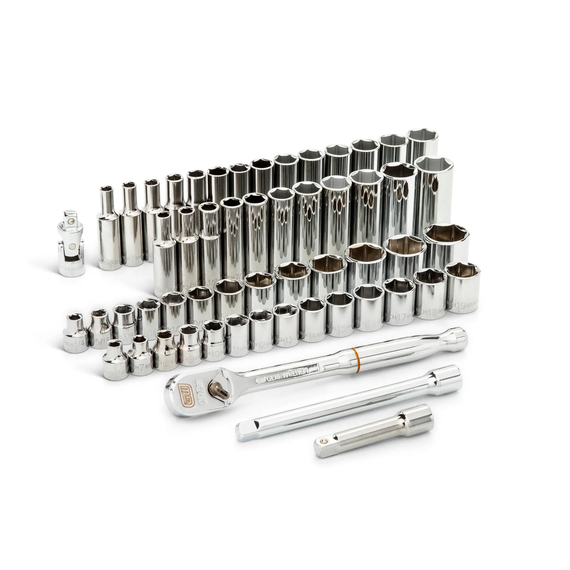 GearWrench 56-Piece 3/8" Drive 6-Point Deep & Standard Socket Set