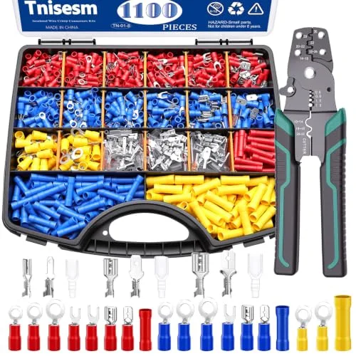 Tnisesm 1100-Piece Wire Terminal Connector Kit with Crimping Tool