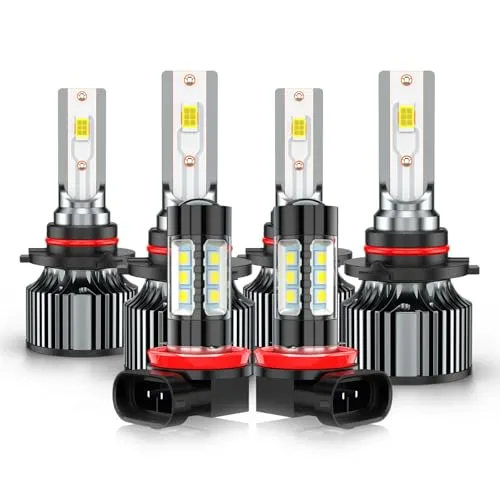 AHXLRLS High/Low Beam Fog Light Bulbs for Honda Accord Sedan (2005-2012), 6500K White, 6-Pack