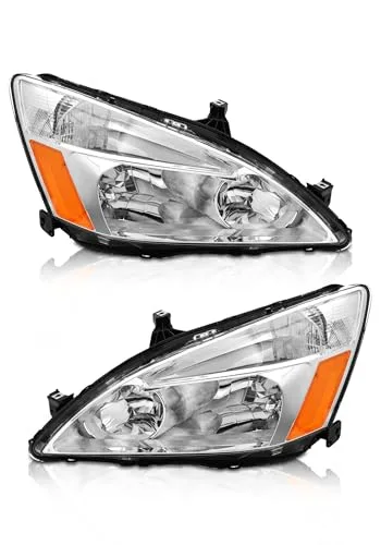 AXLAHA Headlight Assembly Pair for Honda Accord Sedan (2003-2007), Halogen, OE 33151-SDA-A01