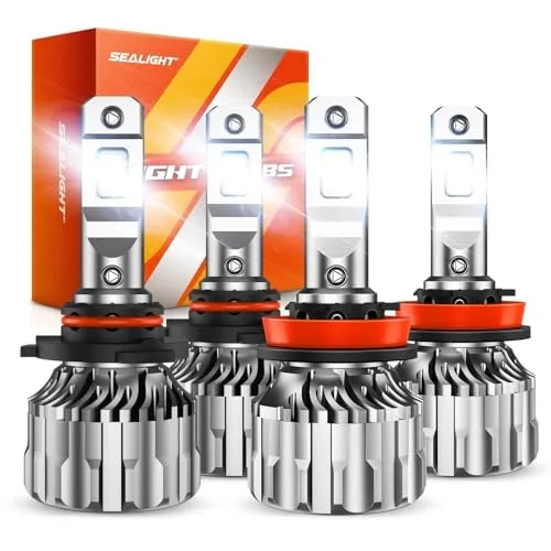 SEALIGHT 9005 H11 LED Fog & Driving Light Combo, 6500K White, 66000LM