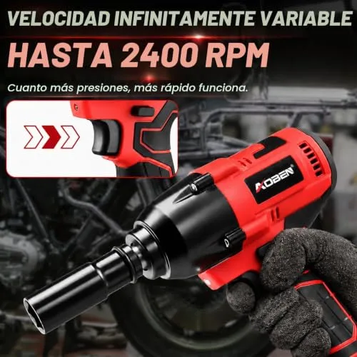Impact wrench held in hand showing trigger and reverse switch