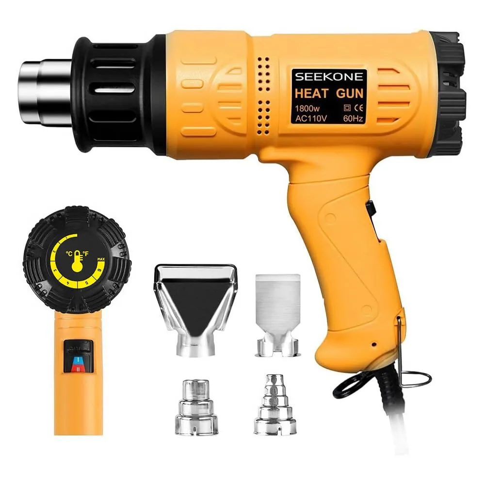 Seekone 1800W Heat Gun, Dual Airflow, Variable Temperature 122-1202°F