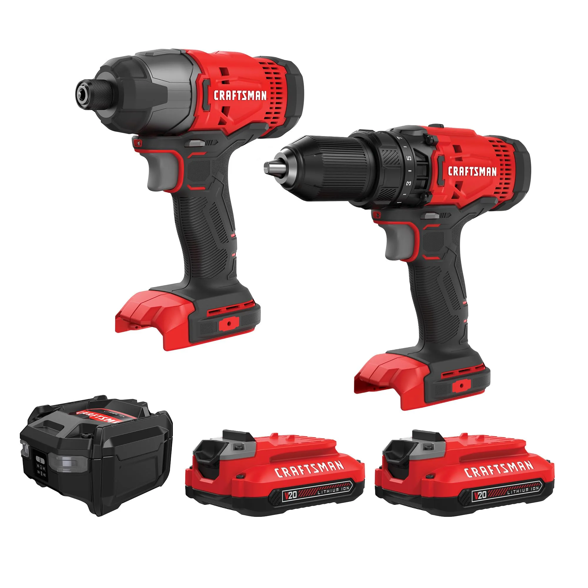 CRAFTSMAN V20 Cordless Drill/Impact Driver Combo Kit, 2 Batteries & Charger