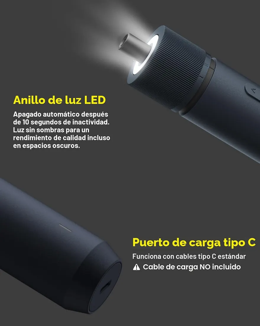 USB-C charging port and the 3-position torque switch