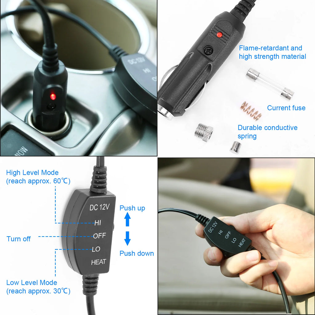 Cojín Calefactable para Asiento de Carro 12V – 2 Niveles de Calor y Apagado Automático