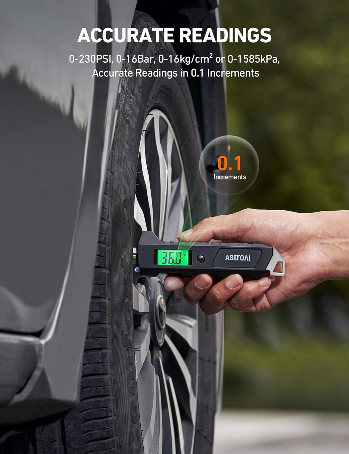 Heavy Duty Digital Tire Pressure Gauge, 230 PSI for Car Bicycle
