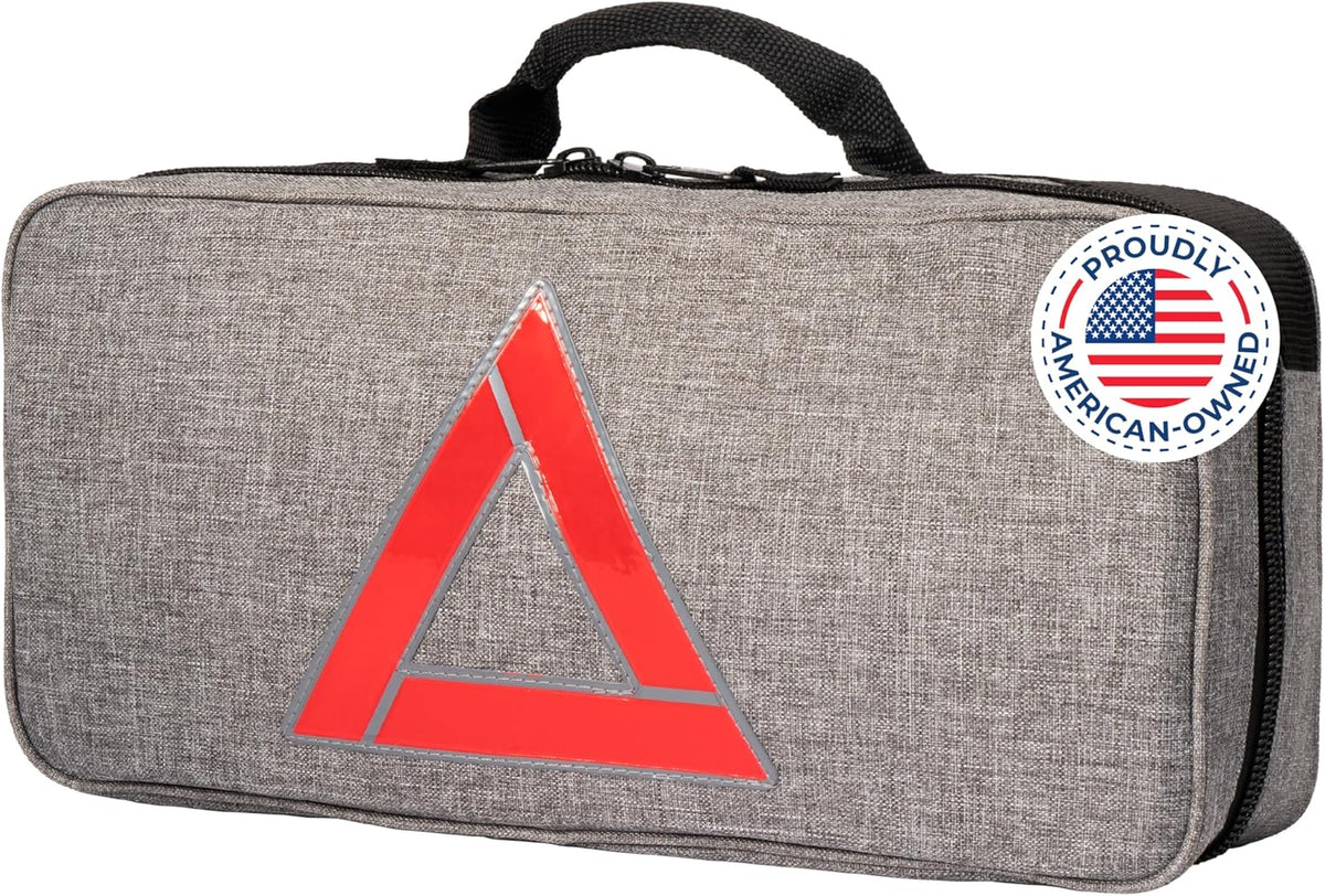 Emergency Car Kits for Vehicles - Roadside Emergency Car Kit (104 Pieces) - Car Kits for Emergency - Roadside Car Kit with Jumper Cables and Mini First Aid Kit - Gray Bag
