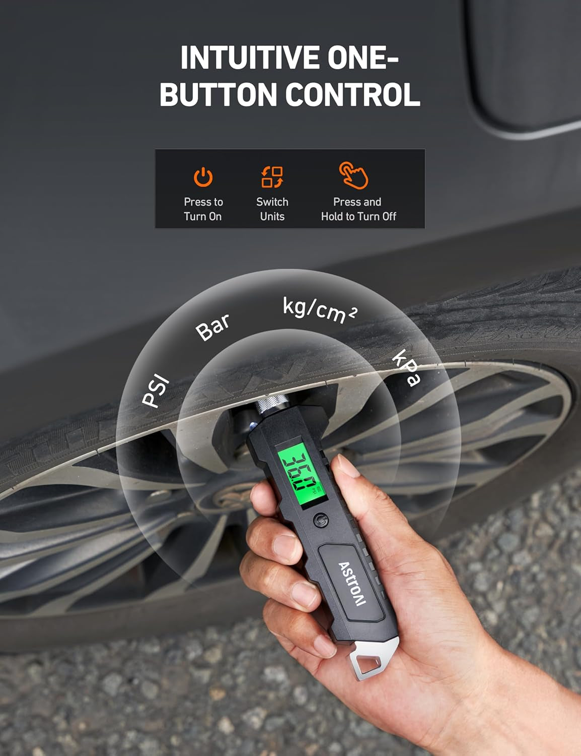 Heavy Duty Digital Tire Pressure Gauge, 230 PSI for Car Bicycle