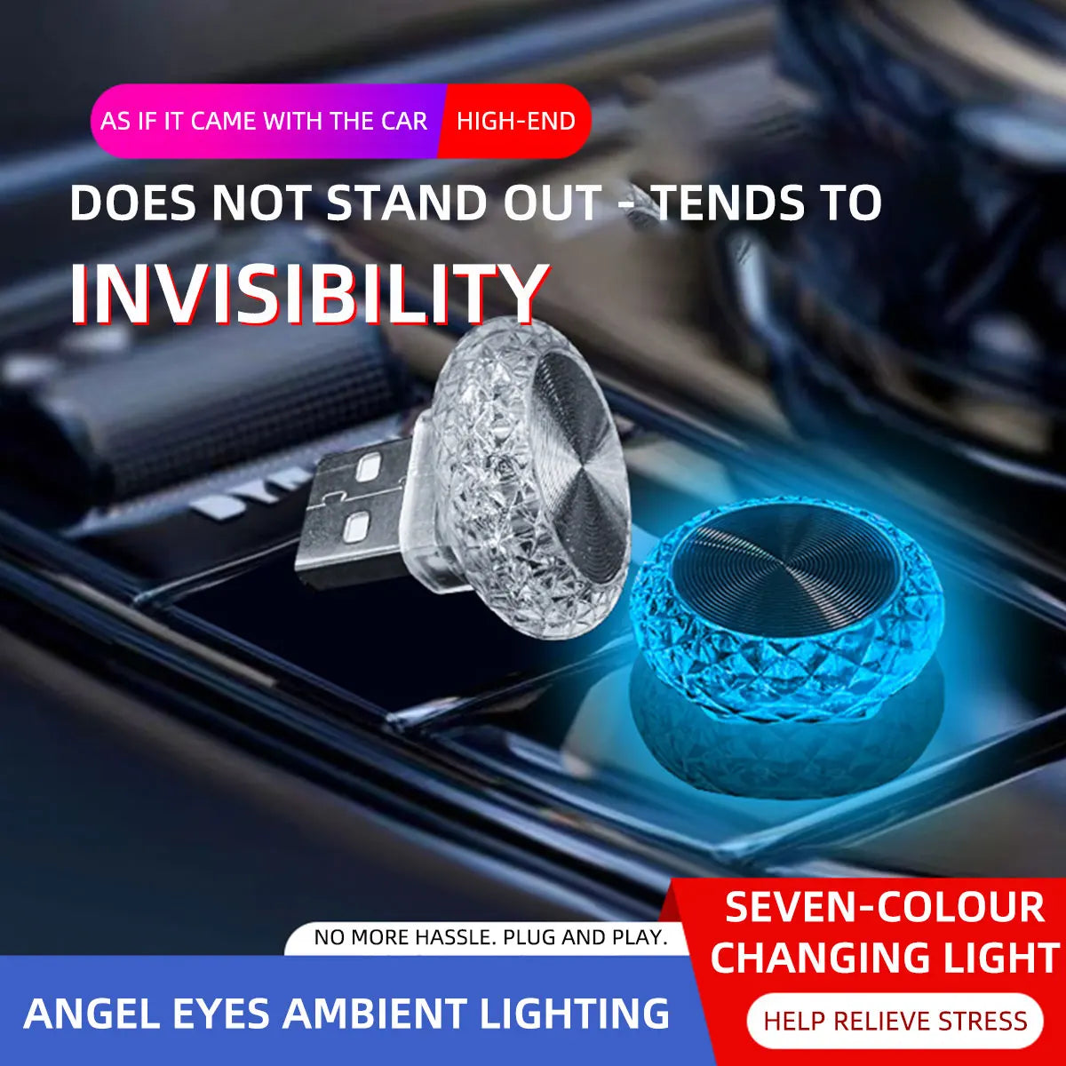 Mini USB LED Car Light Portable Plug Play Ambient Light Auto Interior Environment Lamp Decorative Atmosphere Light PC Light